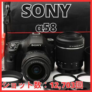 J12/6037-16 / ソニー SONY α58 ボディ ダブルズームキット 18-55mm 55-200mm ダブルレンズ SLT-A58 【ショット数 12,703回】