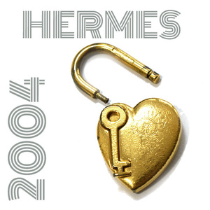 ジャンク品■HERMES■2004 VIVE LIDEE! ファンタジーハート カデナ チャーム ゴールド エルメス　南京錠