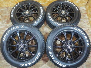 ★美品ホワイトレター★185/65R15 6J+53 5H114.3 GRIP ICE X エステローザ 新品イボ付きスタッドレスタイヤ中古ホイールset1台分 フリード