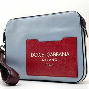 1円〜【美品 入手困難品】ドルチェ&ガッバーナ DOLCE&GABBANA セカンドバッグ クラッチ レザー 本革 ロゴ メンズ ビジネス バイカラー 2室