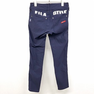 FILA GOLF フィラゴルフ M レディース スキニーパンツ 内側微起毛 強めのストレッチ バックプリント レーヨン×ナイロン×ポリウレタン 紺