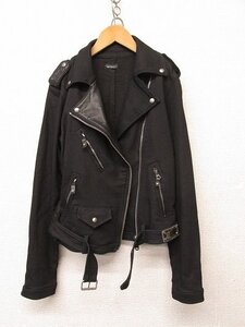 i3902：イタリア製！DIESEL ディーゼル ライダースジャケット S コットン＆レザー混ジャケット REBOOT-B-BIKER J JACKET 黒ブラック