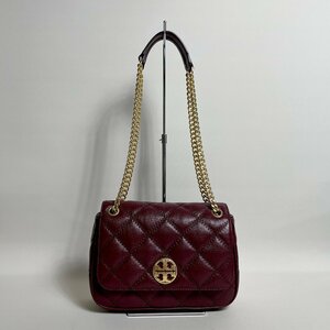 2405-25-1｜極美品｜TORY BURCH トリーバーチ ショルダーバッグ レザー ボルドー チェーンショルダー キルティング