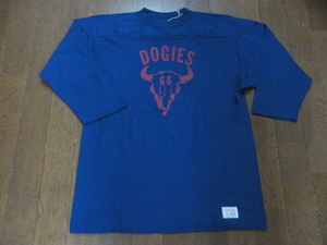 【ウエアハウス】ネイビー/42（XL）　DOGIES　七分袖フットボールTシャツ　新品未使用