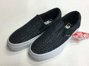 VANS スリッポン 黒 紺 ラメ? 織り柄 Kids3.5 (22cm位?) アメリカ企画限定!! バンズ キッズ SLIPON