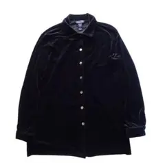 90s LANDS’ END ベロアシャツ USA製 black 黒