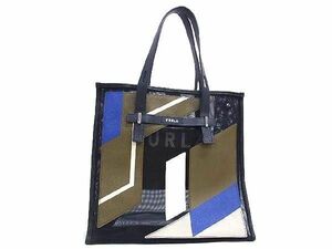 1円 ■極美品■ FURLA フルラ ジョーヴェ ナイロン トートバッグ ショルダーバッグ 肩掛けかばん ブラック系×マルチカラー AZ5683