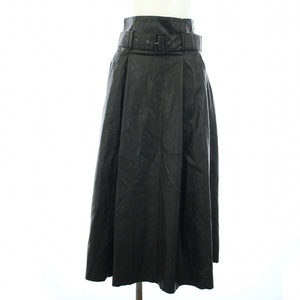 アズールバイマウジー 21AW FAUX LEATHER HIGH WAIST SKIRT スカート ロング フェイクレザー フレア M 黒 250EAB31-031H /TK レディース