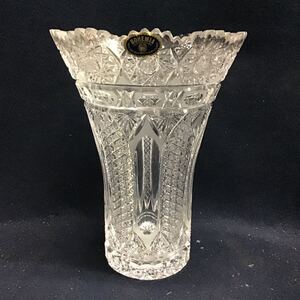 BOHEMIA フラワーベース 花瓶 クリスタル 花器 カットガラス 高級ガラス ボヘミアガラス GLASS クリスタルガラス チェコスロバキア　24%