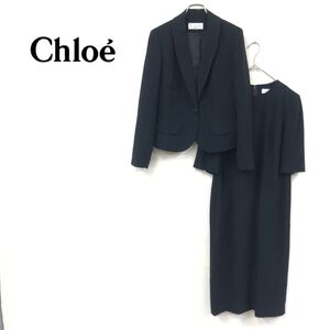 1F1152-K◆日本製 Chloe FORMAL クロエフォーマル アンサンブルスーツ◆size9AR ブラックフォーマル ジャケット&半袖ロングワンピース