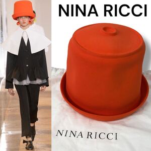 u108 良品 NINA RICCI 2020 ニナリッチ ラパン100% ハット 帽子 バケットハット オレンジ Rabbit TU 春夏コレクション レディース 正規品