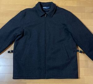 黒 ラルフローレン ウール ジップアップ ブルゾン XL 90s polo ralph lauren ビンテージ ポニー無し ブラック ジャケット