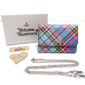 新品 ヴィヴィアンウエストウッド タータンチェック ショルダー 折り財布 Vivienne Westwood カードケース コインケース