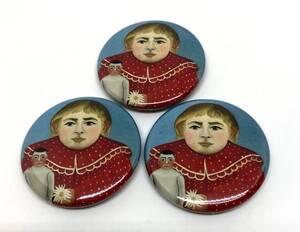 人形を持つ子供　アンリ・ルソー　缶バッジ　３個セット　名画　グッズ　絵画 Button Badge　ART Henri Julien Flix Rousseau　