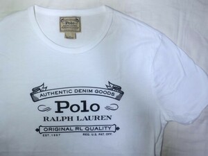  POLO RALPH LAUREN ラルフローレン ロゴ Tシャツ L ホワイト authentic denim goods ブルーレーベル