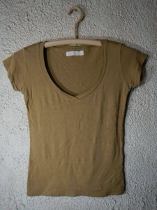 to6102　ZARA BASIC　ザラ　レディース　半袖　tシャツ　ストレッチ　デザイン