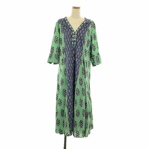 ne Quittez pas / ヌキテパ | ETHNIC PRINT PANEL DRESS エスニックプリント パネルドレス ワンピース | S | グリーン | レディース