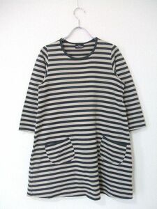 marimekko/150サイズ/ボーダーワンピース/黒×ベージュ/マリメッコ 中古 1-0603M 175916