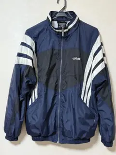 adidas ナイロンジャケット L ネイビー/ホワイト　90s