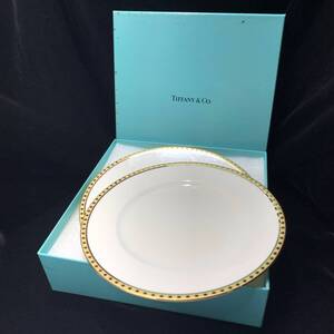 1円～ 8T5028O0125 TIFFANY&Co ティファニー Gold Band ゴールドバンド プレート 直径約18cm 2枚 お皿 食器 現状品 