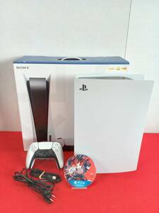 13887-02★SONY/ソニー PS5 PlayStation5 CFI-1000A 本体 コントローラー + PS4ソフト１点おまとめセット ホワイト系★