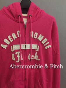 アバクロンビーアンドフィッチ Abercrombie & Fitch パーカー 長袖 ジップ フード ポケット ピンク レディース Mサイズ !●&