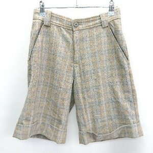 ◇ BEAMS HEART ビームス ハート チェック柄 起毛素材 ハーフ ショート パンツ サイズ0 ベージュ系 レディース E