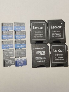 送料無料　512GB 10個　まとめて　microSDカード マイクロSDカードHIDISC Lexar ELECOM フォーマット済み　アダプター4個