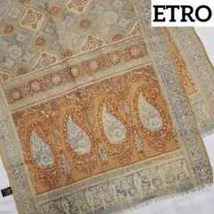 ★ETRO★ ストール ペイズリー柄 ウール混 オレンジ ベージュ