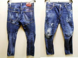 ◇即決[46]DSQUARED2 18SS TIDY BIKER JEAN ペンキ加工 ペイント ストレッチ デニム スリム バイカー S74LB0375 パンツ■5973