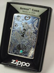 Zippo アーマー・マーメイド Mermaid 彫刻＆青石 ターコイズ Armor人魚姫