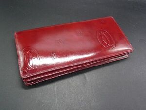 ■美品■ Cartier カルティエ ハッピーバースデー パテントレザー 二つ折り 長財布 ウォレット 札入れ 小銭入れ ボルドー系 DG7080