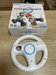 ★任天堂純正品★ニンテンドーWii★Wiiハンドル★シロ★RVL-024★マリオカート等のレースゲームに★Nintendo★RACE★