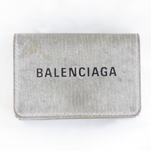 Ts783823 バレンシアガ 三つ折り財布 コンパクト財布 551921 シルバー系 BALENCIAGA 中古