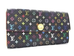 1円 LOUIS VUITTON ルイヴィトン M93533 モノグラムマルチカラー ポルトフォイユ サラ 二つ折り 長財布 ウォレット ブラック系 FH3407