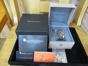 69951 HAMILTON ハミルトン ジャズマスター H37512131 クォーツ ブラック メンズ腕時計 ベルトコマ付 ケース 箱付き 稼動品 譲渡・中古品