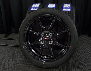 [新品アルミサマー4本] 5.5J+43コンケイブ軽量ブラック未使用165/50R15ワゴンRパレットアルトエブリィエッセコペンMAXバモスゼストツライチ