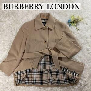 【極美品】BURBERRY LONDON バーバリー ロンドン ハーフジャケット ジャケット アウター アンゴラ ウール ノバチェック ベージュ