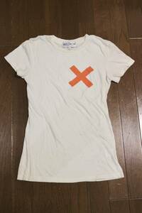 WILD FOX made in u.s.a細身Tシャツ 伸縮性薄手 オフホワイト ロゴSサイズ