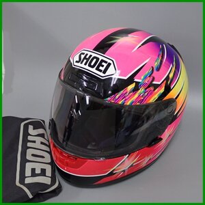 ★SHOEI フルフェイスヘルメット X-8V TRUSTAR XL/ネオンピンク/マルチカラー/宇川徹モデル/レプリカ/保管袋付き/ヴィンテージ&1907800160