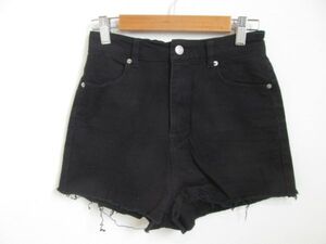 (54132)ブラウニースタンダード　BROWNY STANDARD　ショートパンツ　ブラック　切りっぱなし　M　USED