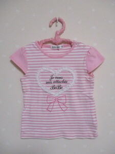 Ω bebe ベベ Ω★90㎝★ 可愛いハートの半袖Ｔシャツ ピンク