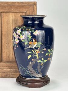 UJ20S15 日本美術　七宝　花鳥文　花瓶　花入　花器　時代物　安藤七宝　