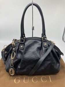 ☆ 【極美品】GUCCI グッチ スーキー グッチシマ 2WAY ショルダーバッグ セミショルダー 肩掛け トートバッグ レザー ブラック 223974