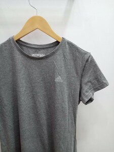 ★E076 adidas アディダス 半袖Tシャツ スポーツブランドＴシャツ サイズレディースM グレー系 