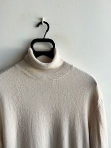 【美品】ZARA MAN ニット セーター カシミア混 メンズ M オフホワイト トルコ製 ザラ マン 