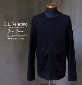 日本製 ユナイテッドアローズ UNITED ARROWS G.L.Relaxing 黒 ブラック フロントボタン スウェットシャツ トレーナー M