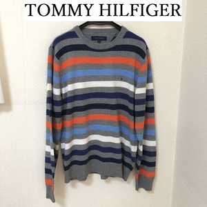 TOMMY HILFIGER メンズ クルーネック セーター ボーダー トリコロール M