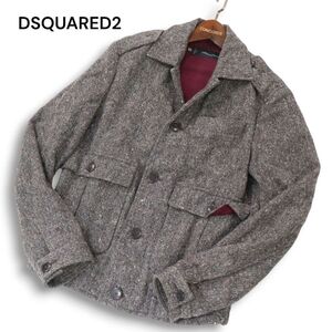 国内正規★ DSQUARED2 ディースクエアード 秋冬 ウール ツイード★ ミリタリー ジャケット Sz.48　メンズ イタリア製　I4T02893_9#N