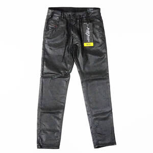 新品正規品 DIESEL ディーゼル ジョグジーンズ JOGG JEANS KROOLEY-NE 0849R レザー調 コーティング ブラック ストレッチ デニム W30